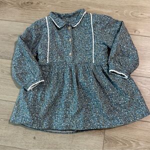 Kids Floral Velvet Lined Top - Blue